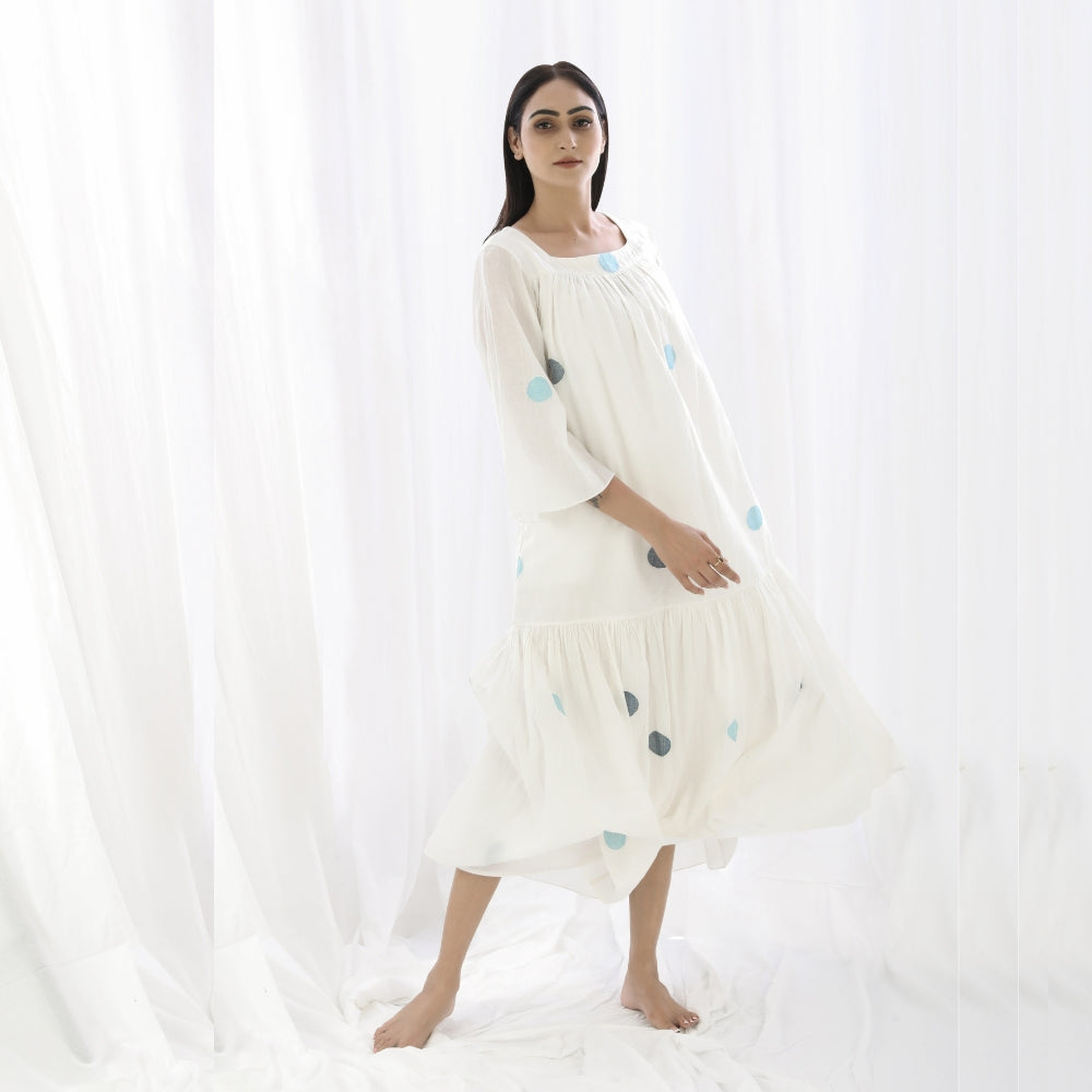 Pristine White Maxi Dress | Minimally Designed for Day Wear | Hand Woven Cotton