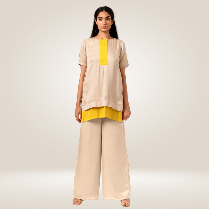 Ecru Yellow Blouse Top | Bemberg Modal Silk | Sustainable