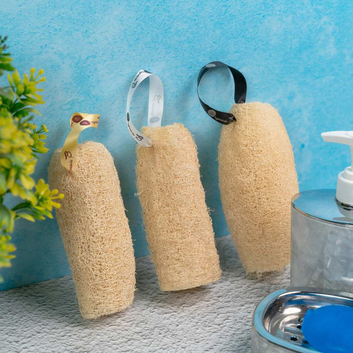 Natural Loofah Sponge |  Bathing  |  Exfoliate Skin | 3 Pieces