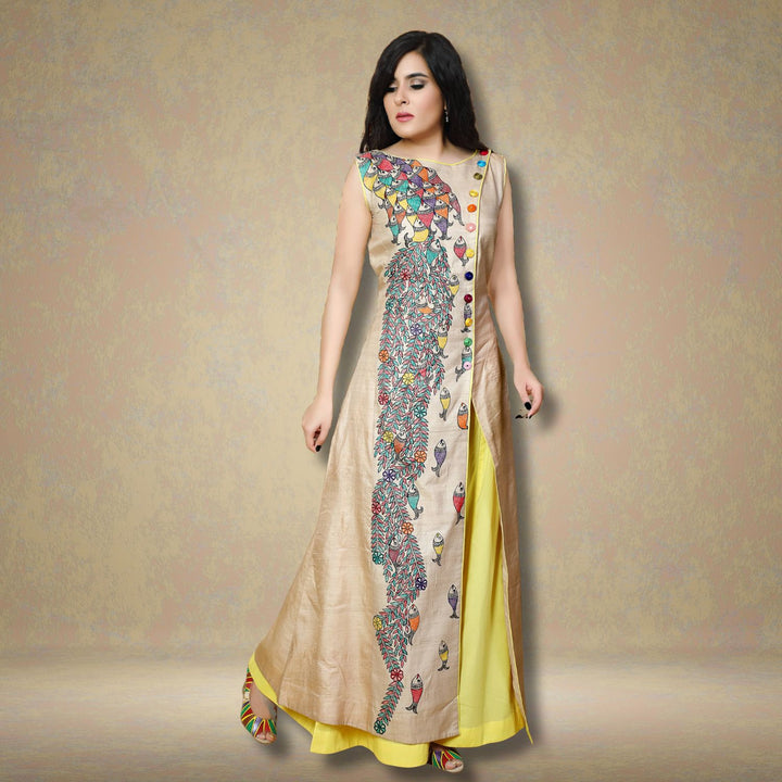 Akhila Elegant Kurta Palazzo Set | Madhubani Hand-painted | Artistic | Festive Wear