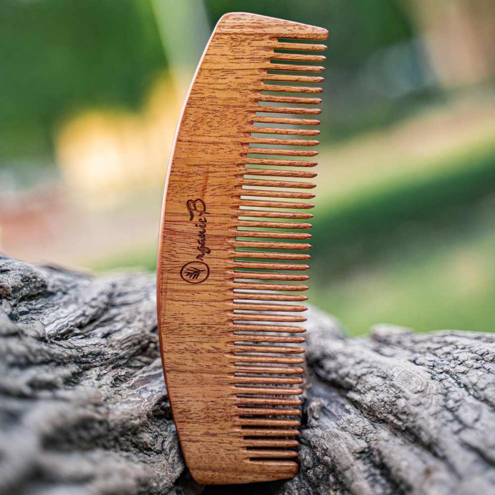 Handmade Pure Neem Wood Moon Shaped Comb