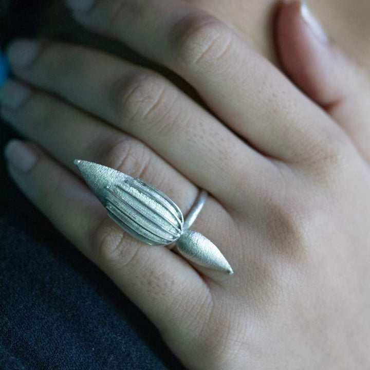 Pure Silver Finger Ring | Eclectic Style | Contemporary Traditionalist | Double Sided Petals