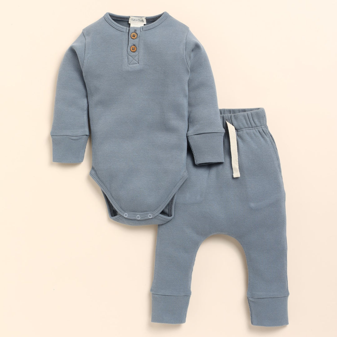 Aqua Blue Infant Co-Ord Set | 100% Cotton | Unisex | Pack Of 2