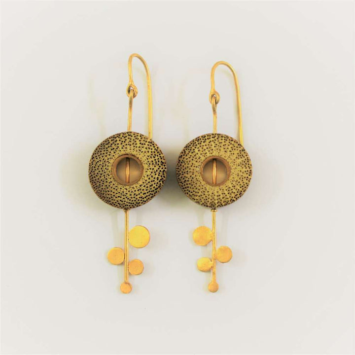 Rhea Dot Rise Earrings | Hand- Crafted | 92.5 Silver & Gold Plated Recycled Brass & Bamboo