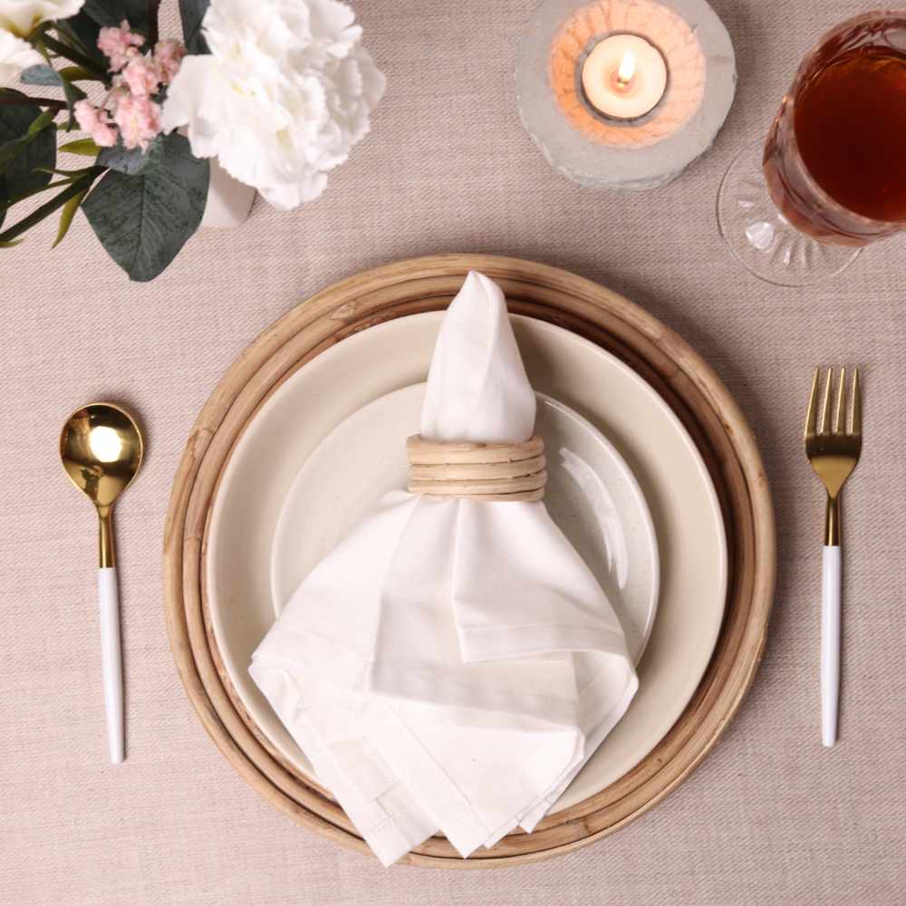 Natural Cane Hand-Crafted Napkin Ring | Glue & Wax Free Table Decor | 2" Round