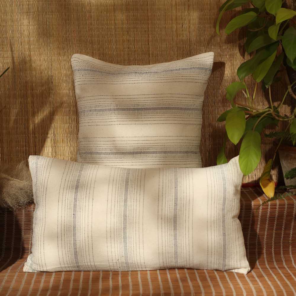 Organic Cotton Lumbar Cushion Cover | Hand-Woven | 14" x 24"