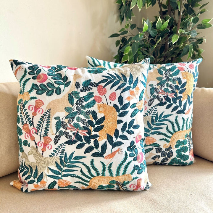 Blooming Forest Cotton Cushion | Accent Cushion Set Of 2 | 16 x 16 Inch