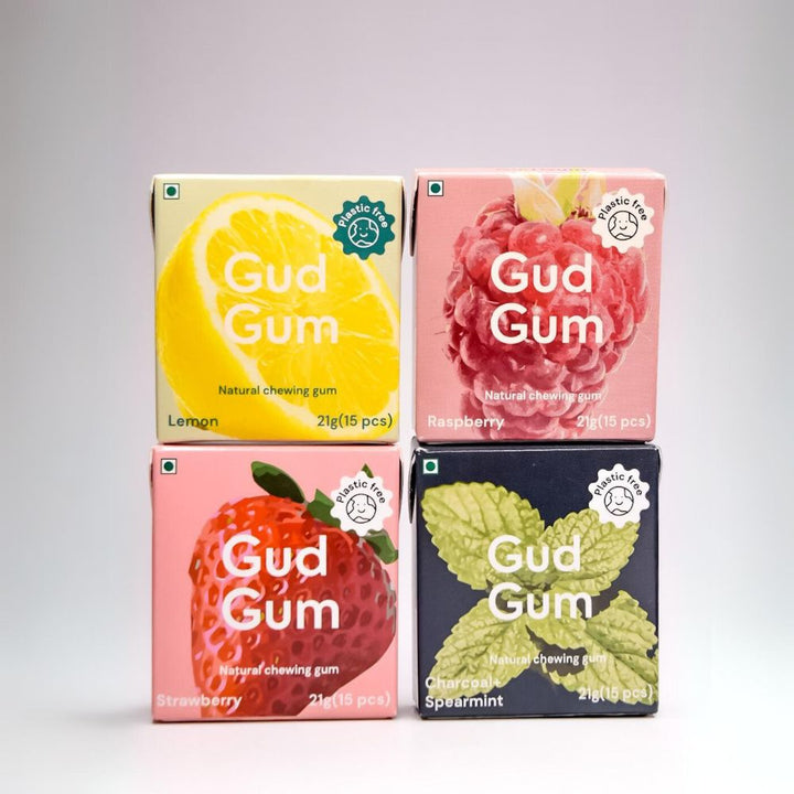 Sugar Free Chewing Gum | Raspberry | Plant Based | Biodegradable Gum | Pack Of 4