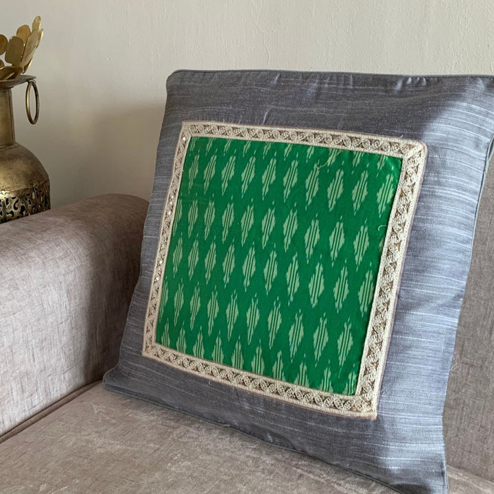 Ikat Cushion Cover | Hand-Crafted | Earthy Elegant Decor | 16" x 16"