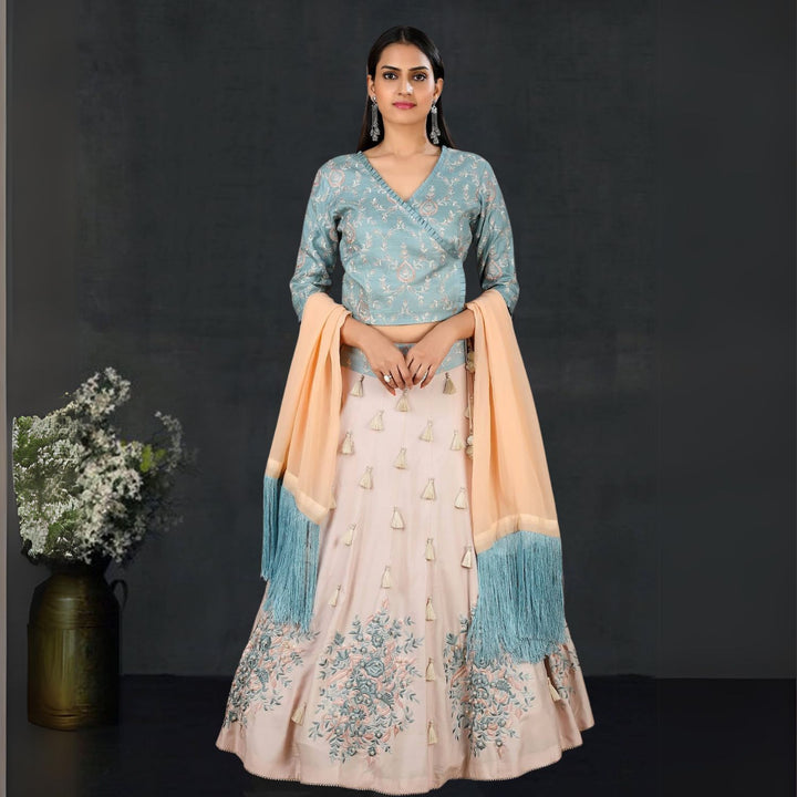 Parineeta Tussar Silk Lehenga Set | Hand-Crafted | Embellished | Elegant | Graceful