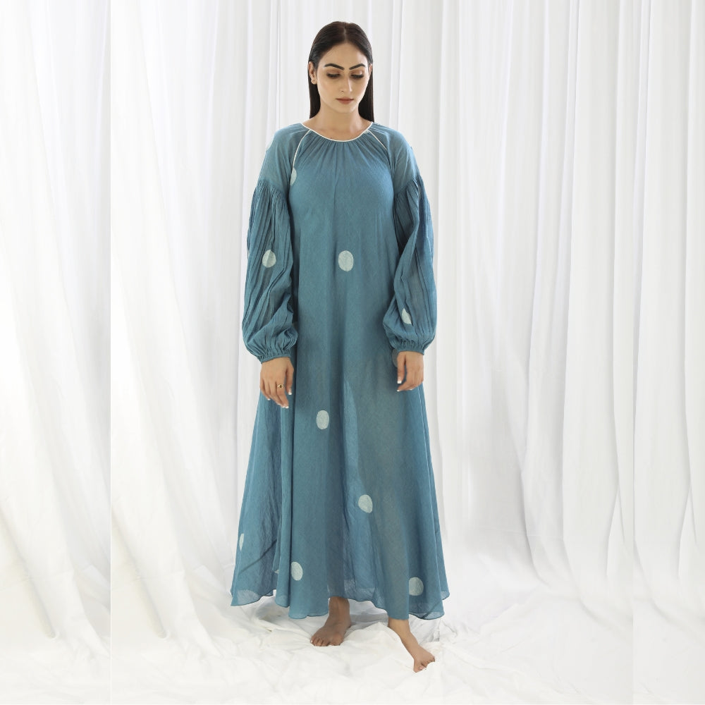 French Blue Bishop Sleeve Maxi Dress | Sustainably Classy and Feminine