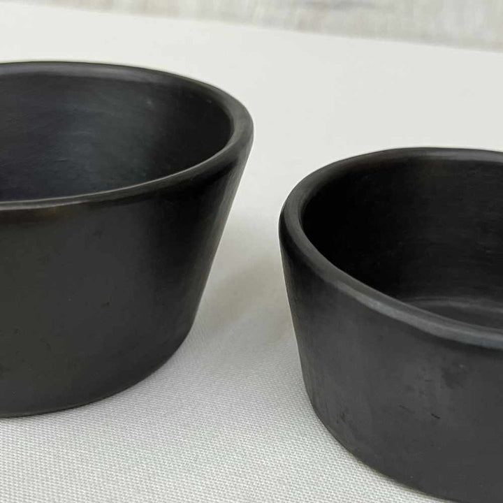 Small Black Stone Clay Pottery Bowl | Hand-Crafted  | 4"