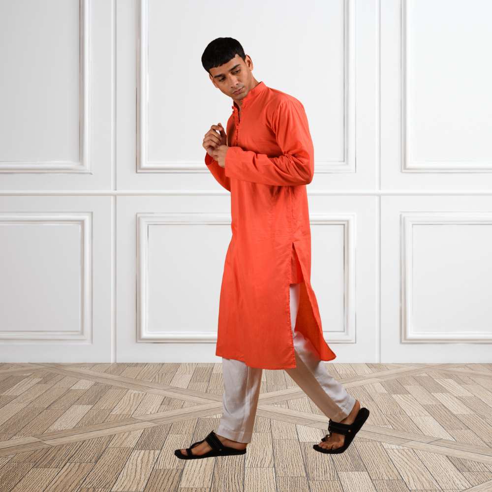 Coral Cotton Long Kurta | Cotton