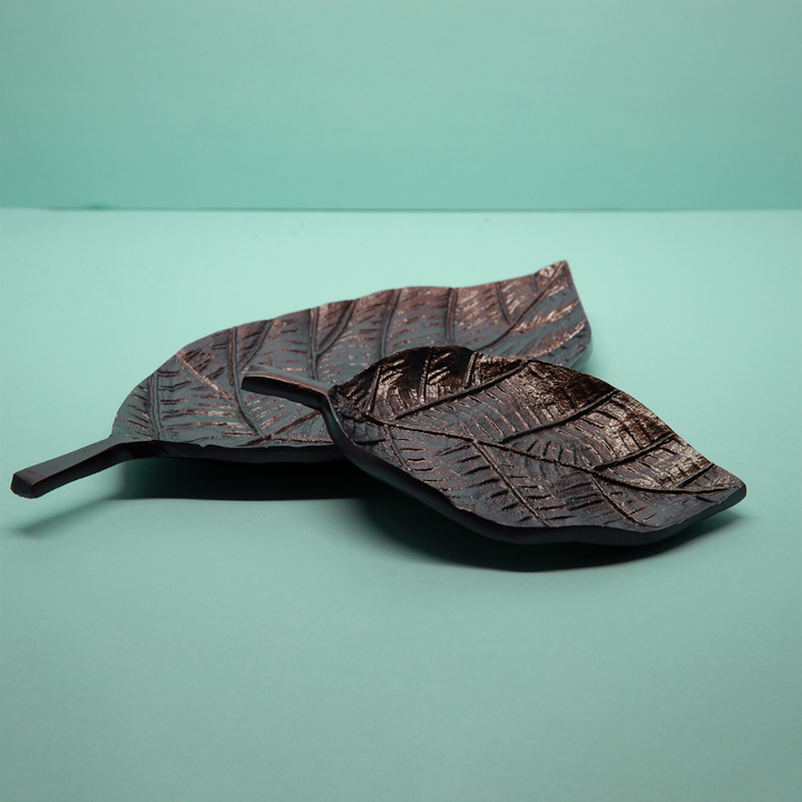 Leaf Shaped Serving Platter | Dining Room Decor | Artistic | Hand Crafted | Set Of 2