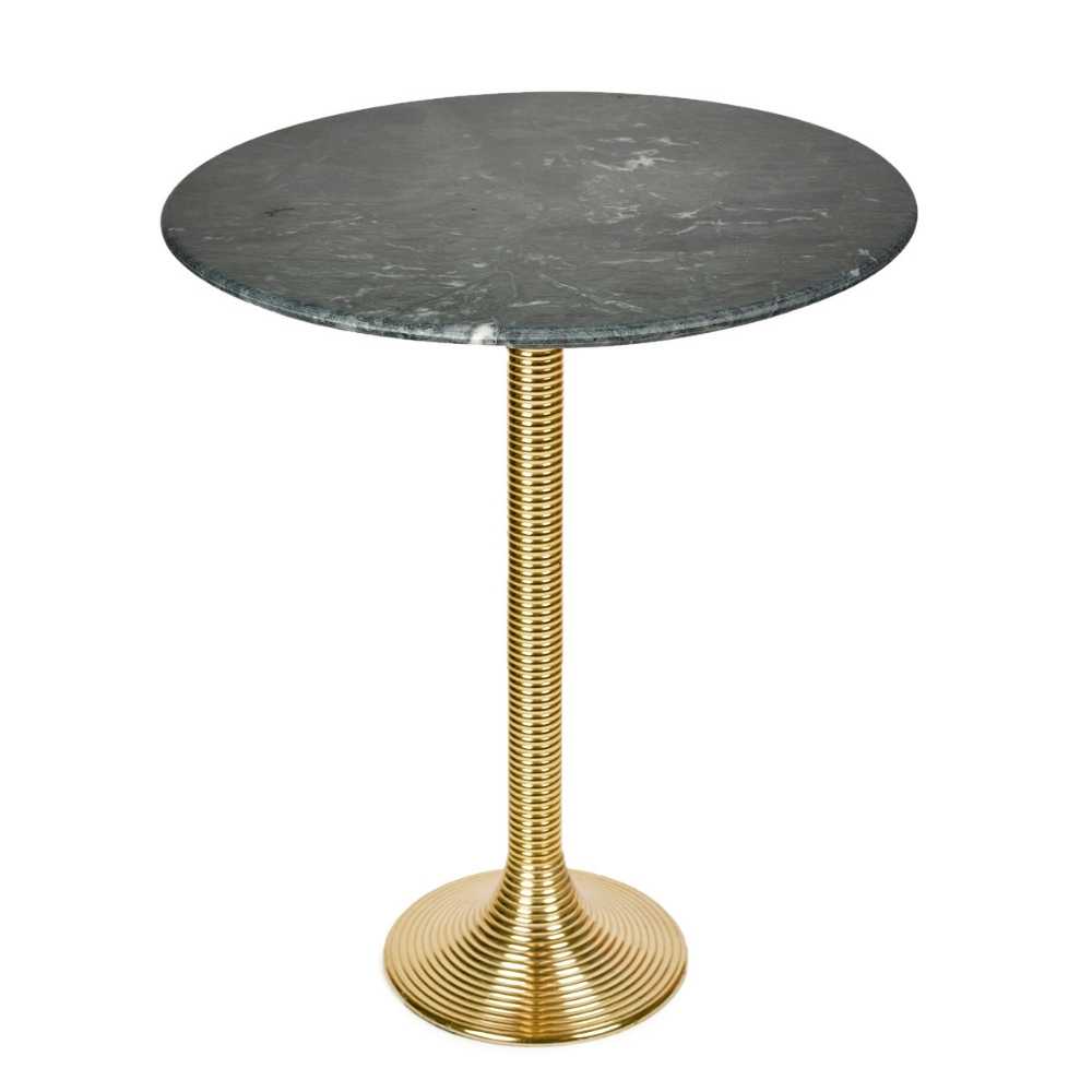 Granite Top End Table With Round Table Top | Antique Brass Finish | Modern Accent Table | 15.5 Inches