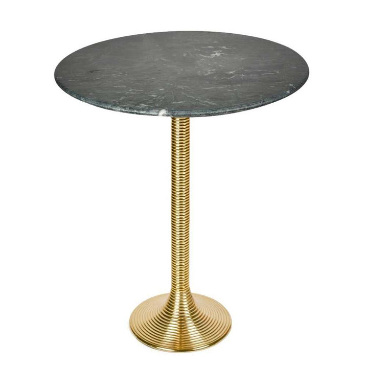 Granite Top End Table With Round Table Top | Antique Brass Finish | Modern Accent Table | 15.5 Inches