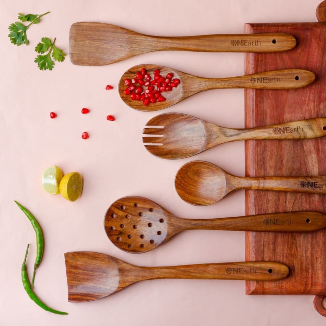 Wooden Spoon Set | Cooking & Serving | Eco-Friendly | Sustainable | Set Of 6