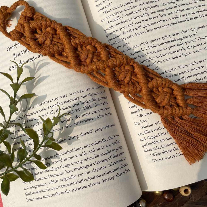 Bohemian Hand-Crafted Bookmark With Tassels | Macrame Craft | Natural Cotton | Hand-Made | 10"