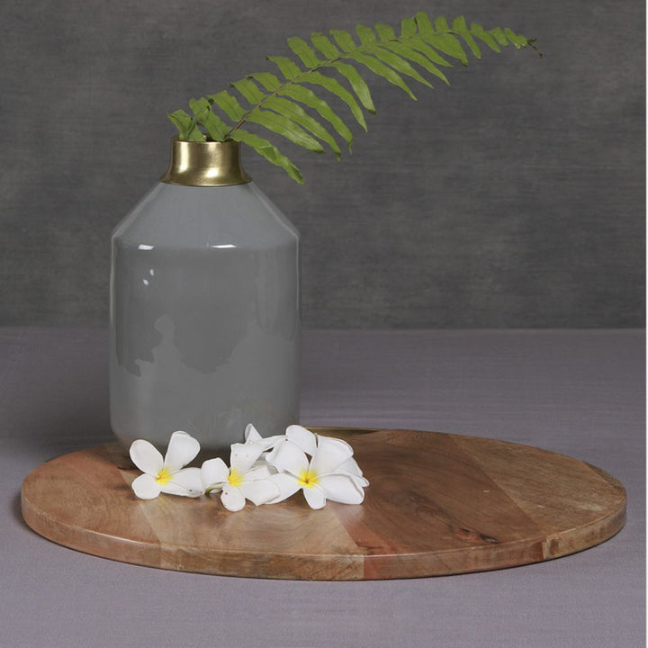 Contemporary Grey Enamel Vase | Table Accents | Centre Piece Decor | Hand-Crafted | 9 Inch