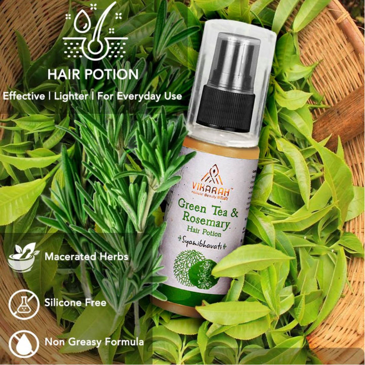 Hair Potion/Serum | Green Tea & Rosemary | Ideal For Premature Greying | 60 ML