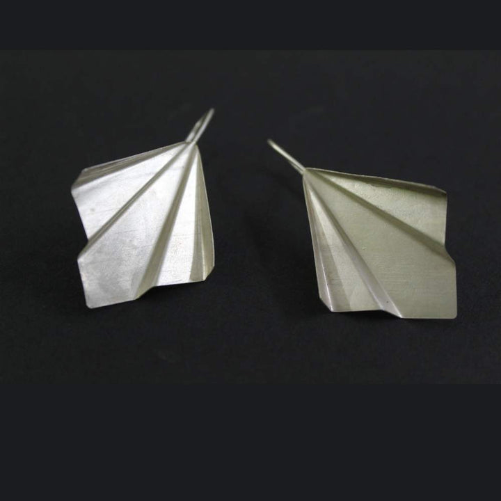 Origami Earring With Three-Fold | Made of Sterling Silver | Hand Crafted for Lean Crisp Look