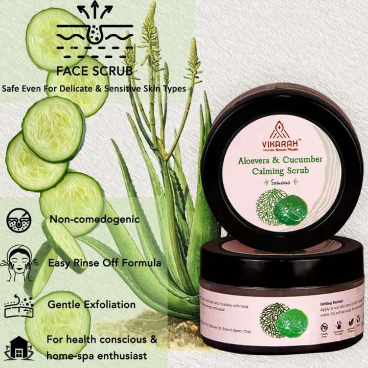 Aloevera & Cucumber Calming Scrub | Revitalising | Healthy Complexion | 40 GM  | Gentle Exfoliator