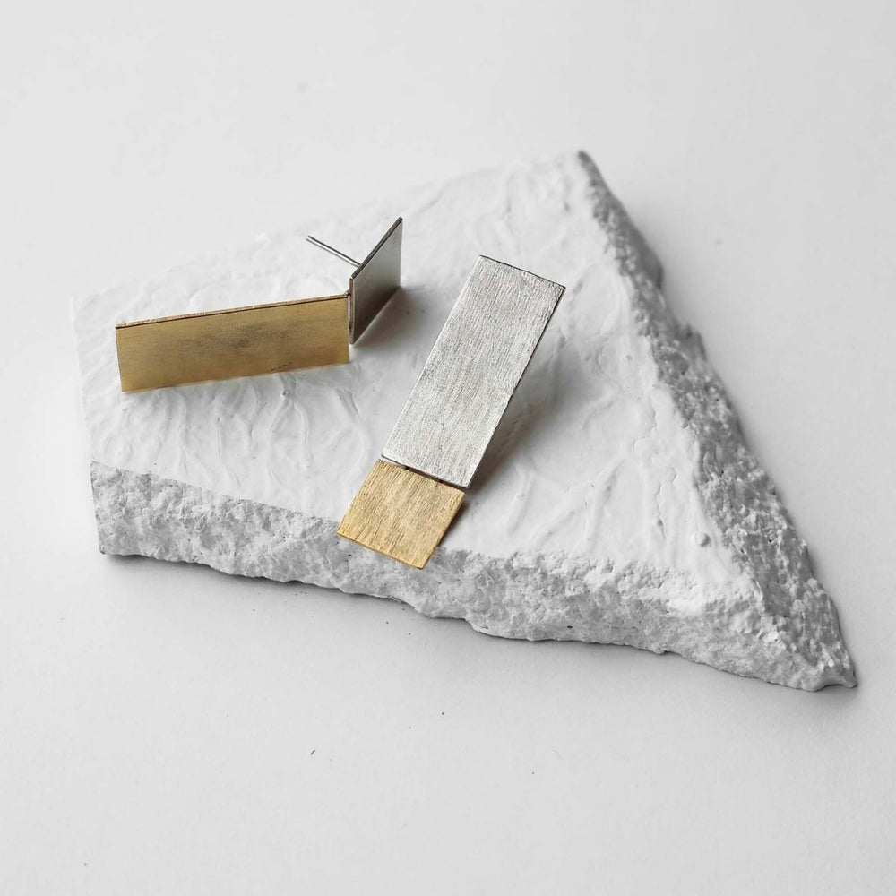 Imperfect Perfection | Dual Finish Brass Earrings | Sustainable | Aesthetic