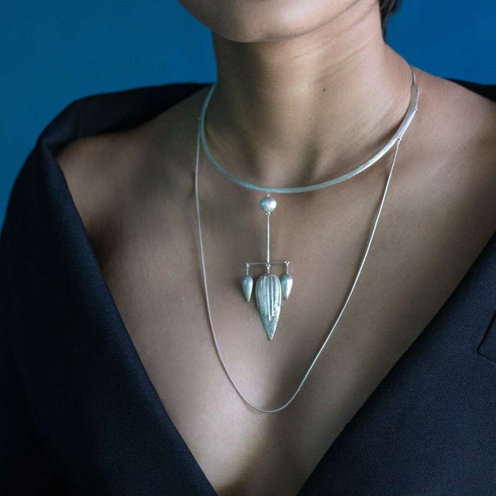 Pure Silver Layered Necklace | For Contemporary Traditionalist | Subtly Modern | Minimal Design