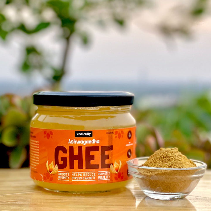 Ashwagandha Ghee | Bilona Process | No Trans Fat | Pure | Organic | Glass Jar of 300 ML