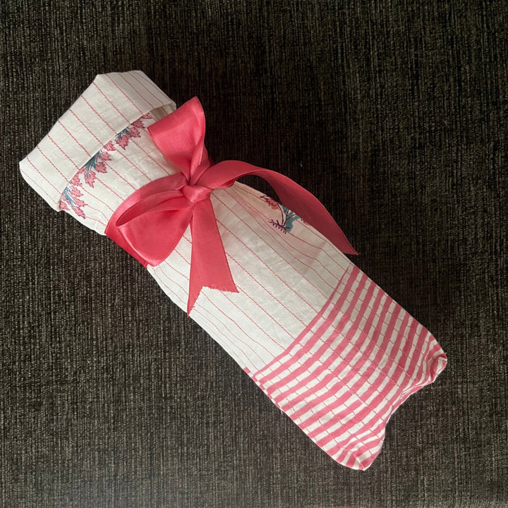 Red Stripes Stylish Wine Bottle Gift Cover Bag | Hand-Crafted