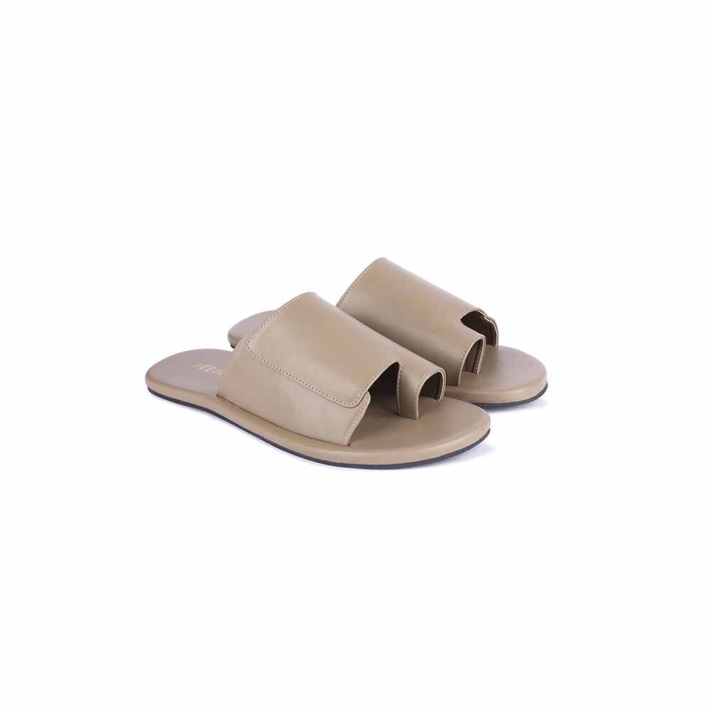 Consciously Designed Cloak Vegan Leather Slides | Beige Flats For Men