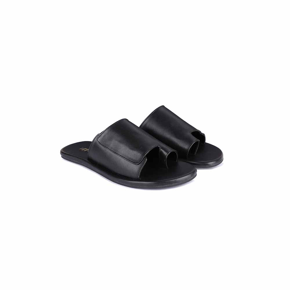 Comfy Black Eco-Friendly Men Flats | Cloak Vegan Leather Slides