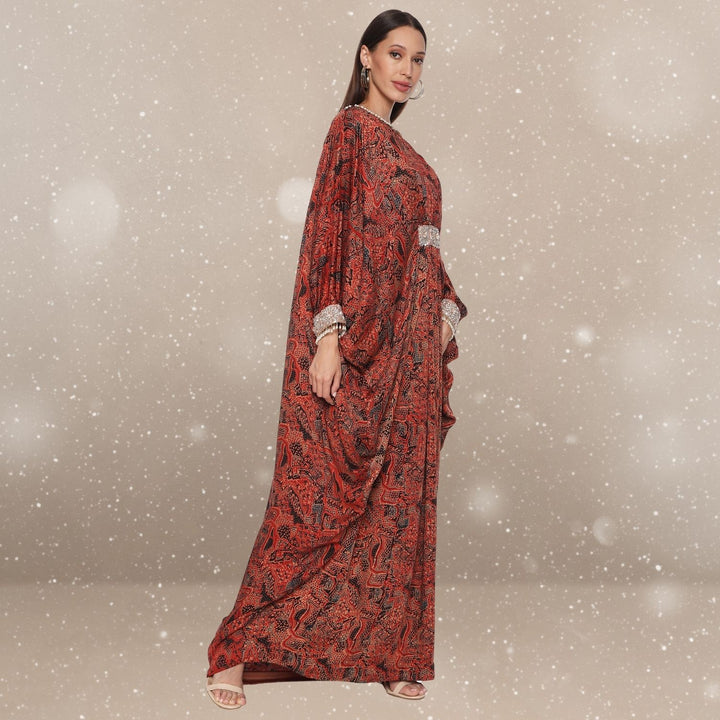 Ramya Ajrakh Modal Kaftan | Hand-Block Print | Majestic Flair