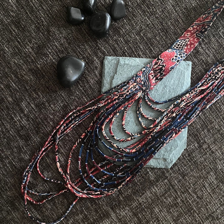 Women Layered Necklace | Bohemian | Indigo & Madder Red | Ethnic & Smart