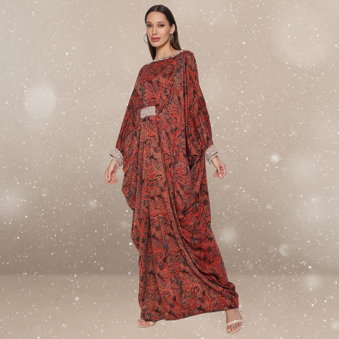 Ramya Ajrakh Modal Kaftan | Hand-Block Print | Majestic Flair