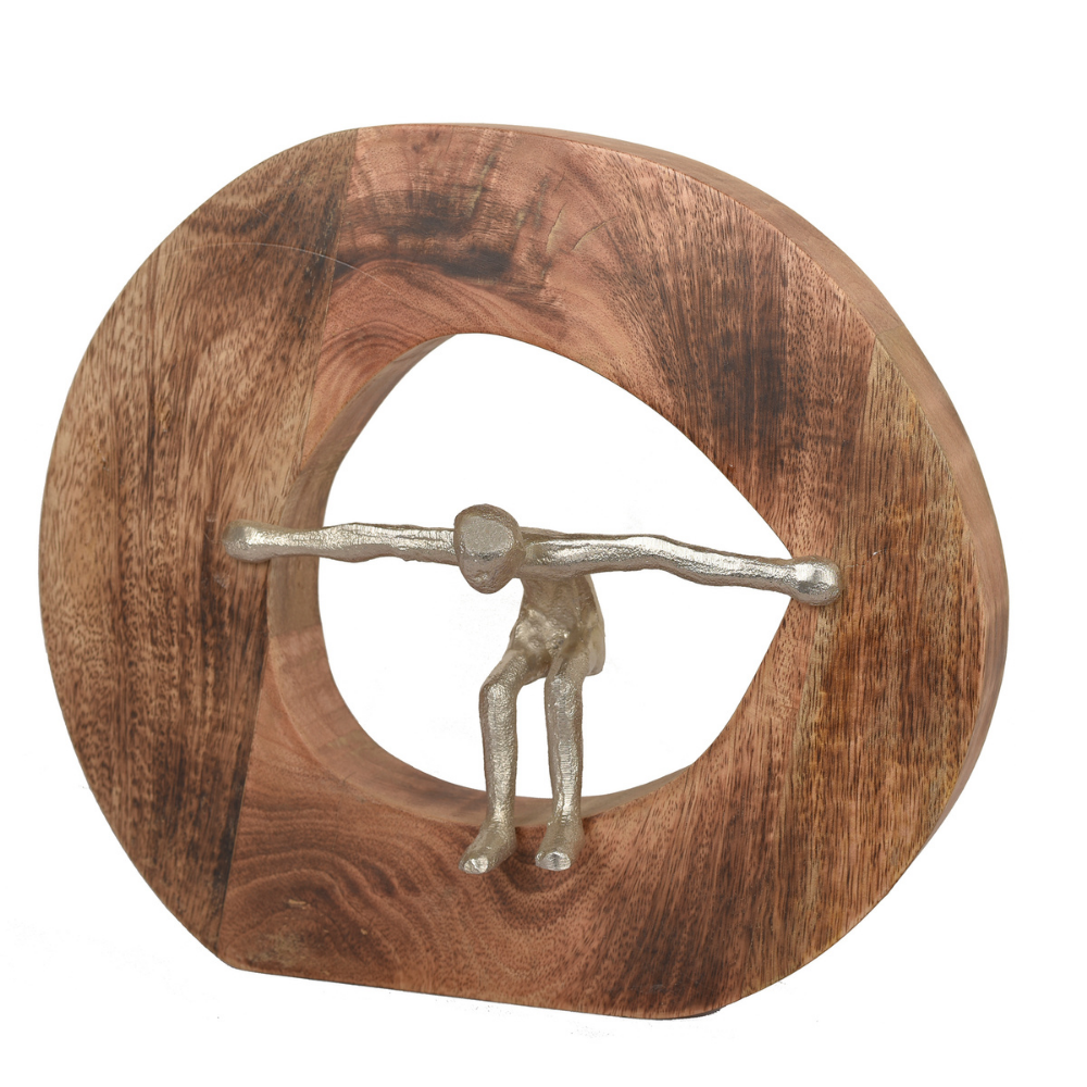 Man Stretching Boundary Sculpture | Table Top Sculpture | Modern Home Decor | Hand-Crafted | 11 Inch