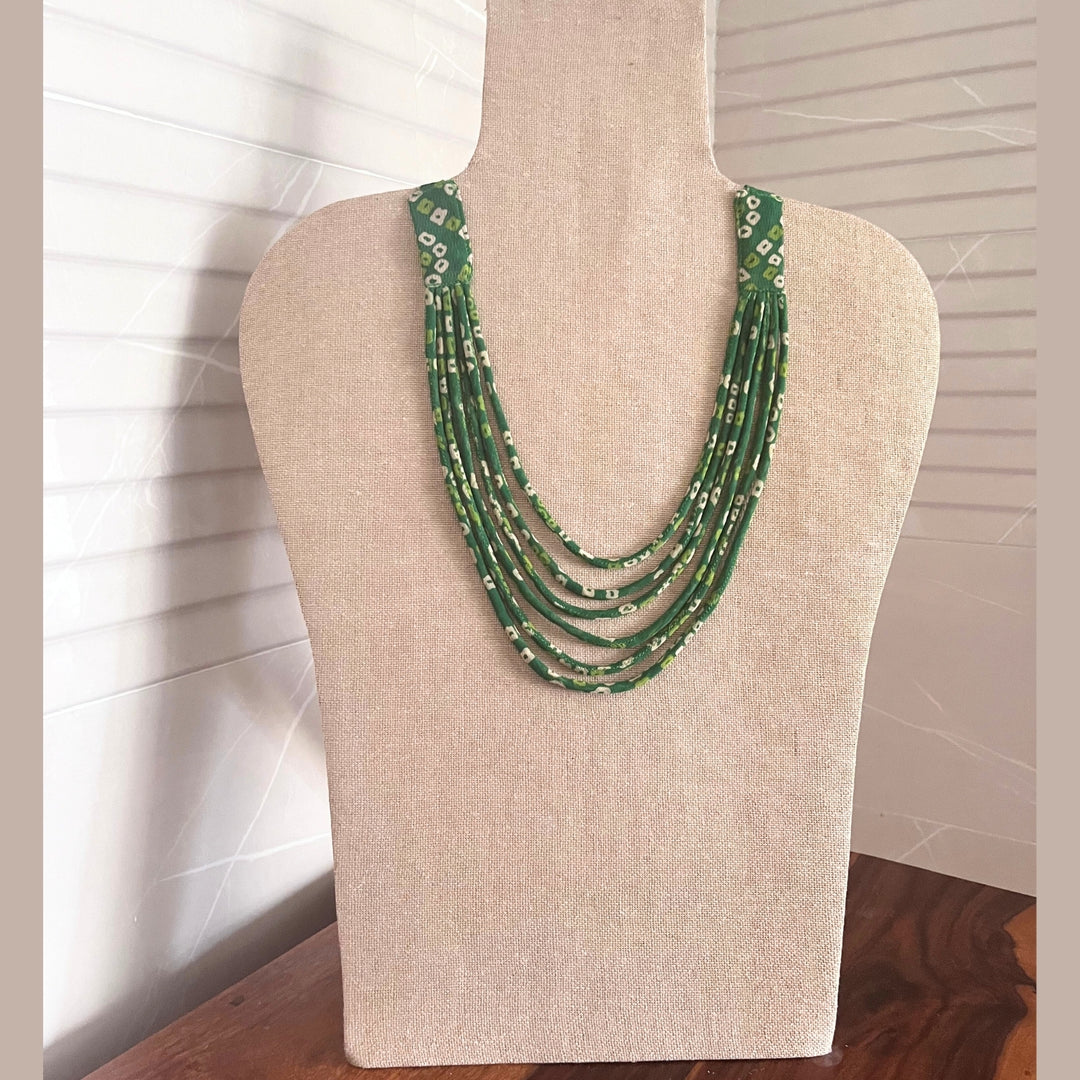 Multi-layered Bandhani Neckpiece For Women | Contemporary Style | Green | Chic