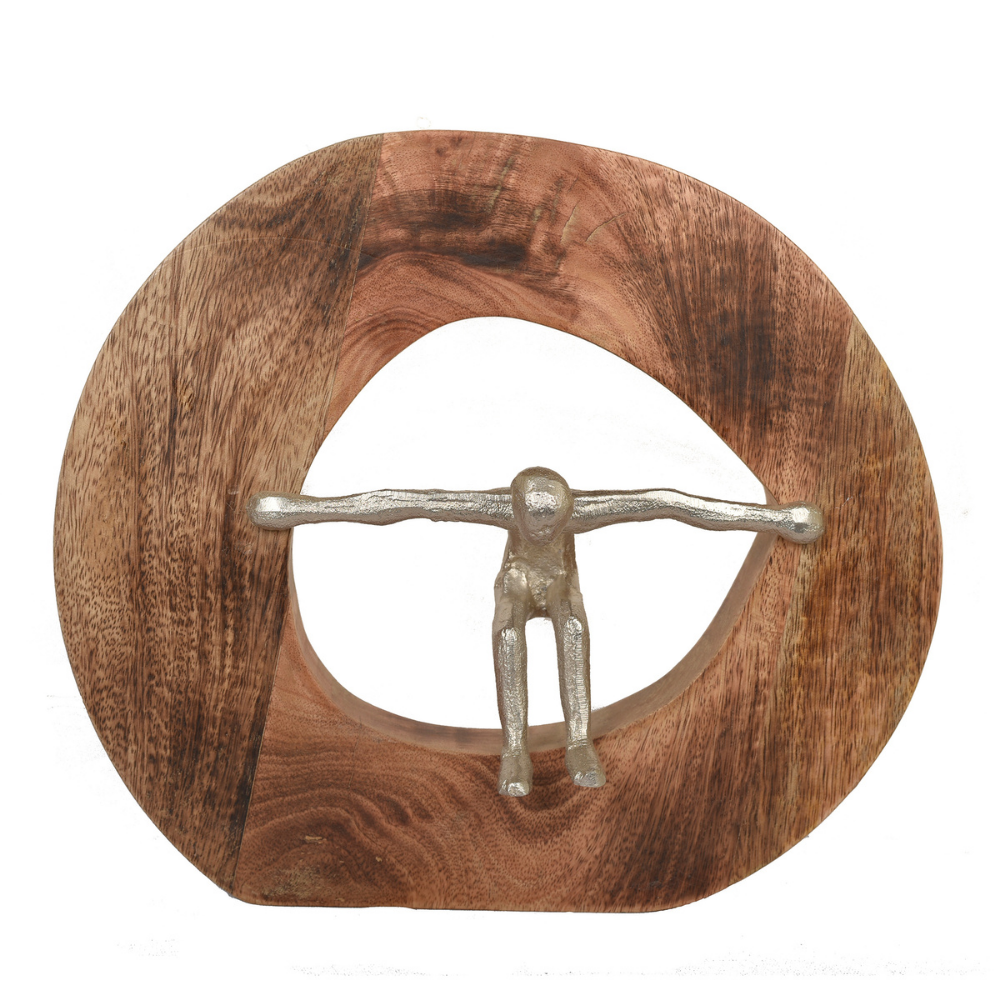 Man Stretching Boundary Sculpture | Table Top Sculpture | Modern Home Decor | Hand-Crafted | 11 Inch