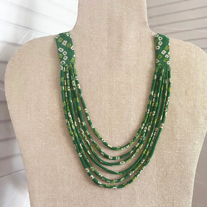 Multi-layered Bandhani Neckpiece For Women | Contemporary Style | Green | Chic