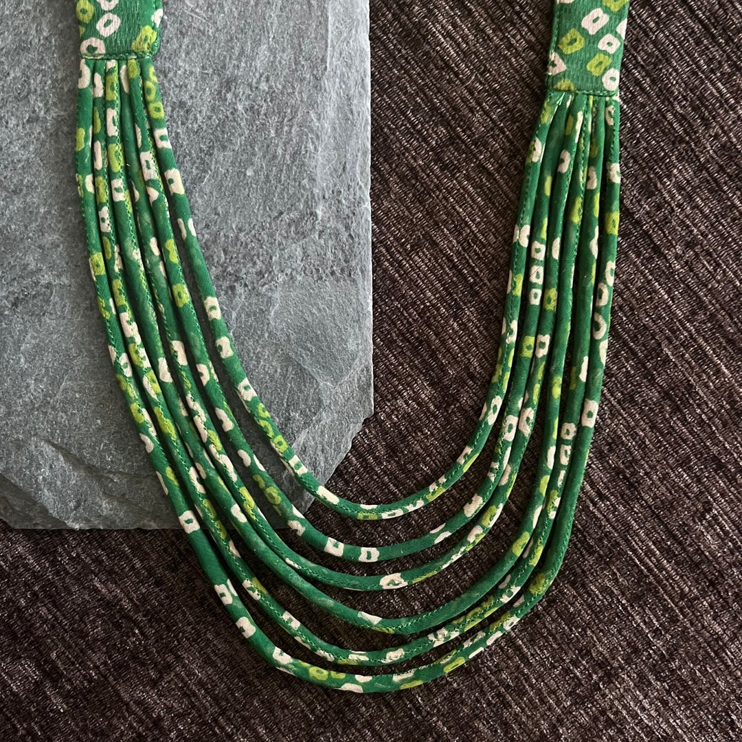 Multi-layered Bandhani Neckpiece For Women | Contemporary Style | Green | Chic