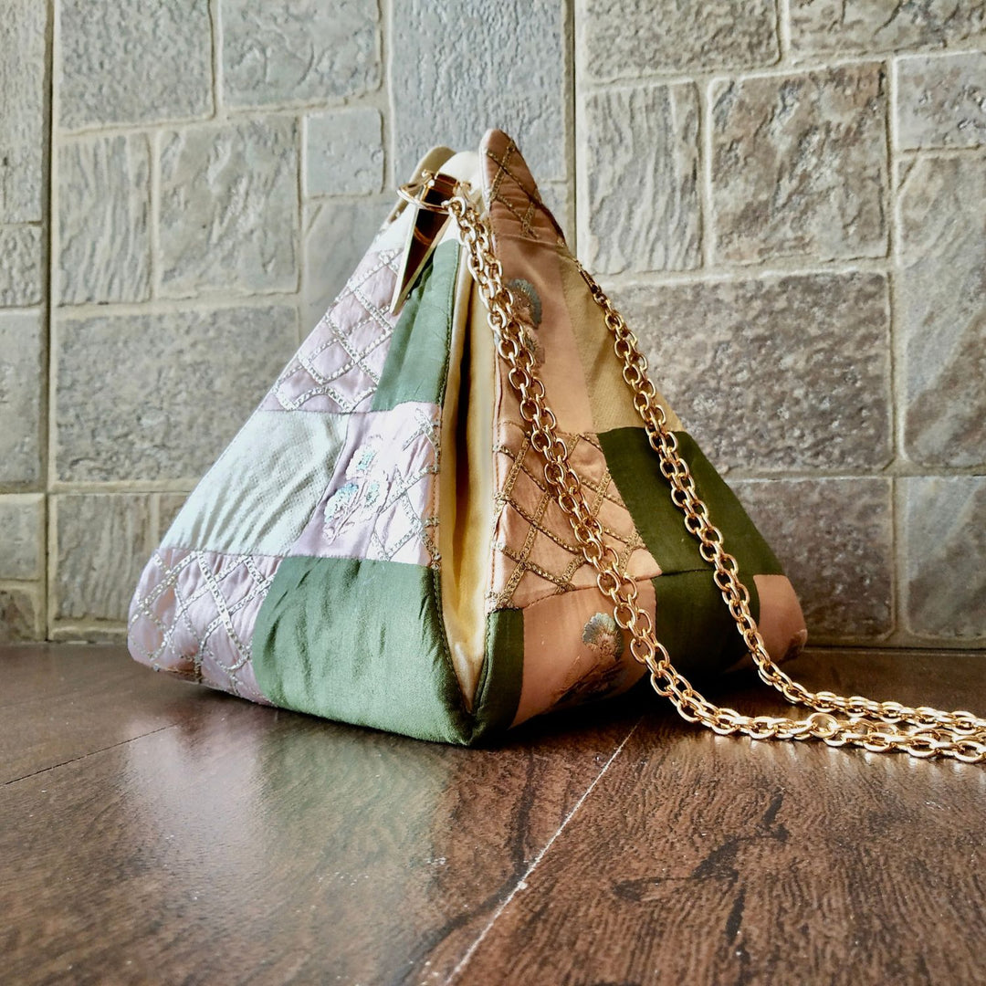 Pyramid Silk Statement Bag | Elegant and Spacious Accessory