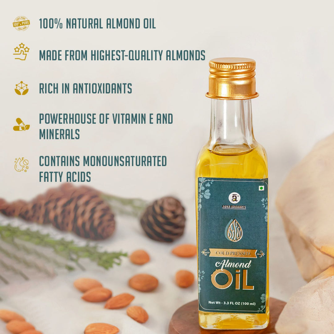 Cold Pressed Almond Oil | Organic | Traditional Kohlu Extraction | 100 ML