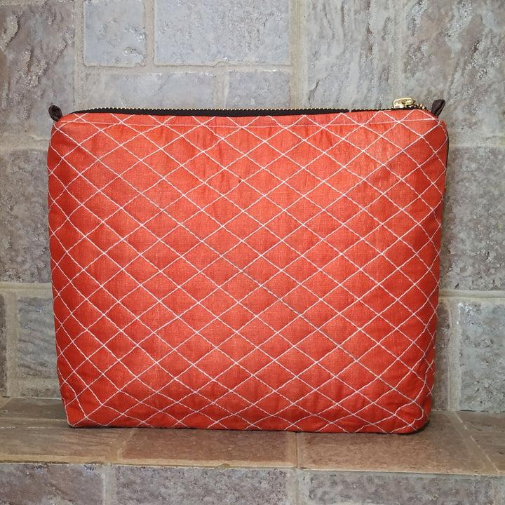 Tri-coloured Silk Quilted Clutch Bag | Geometric Pattern | Hand-Crafted