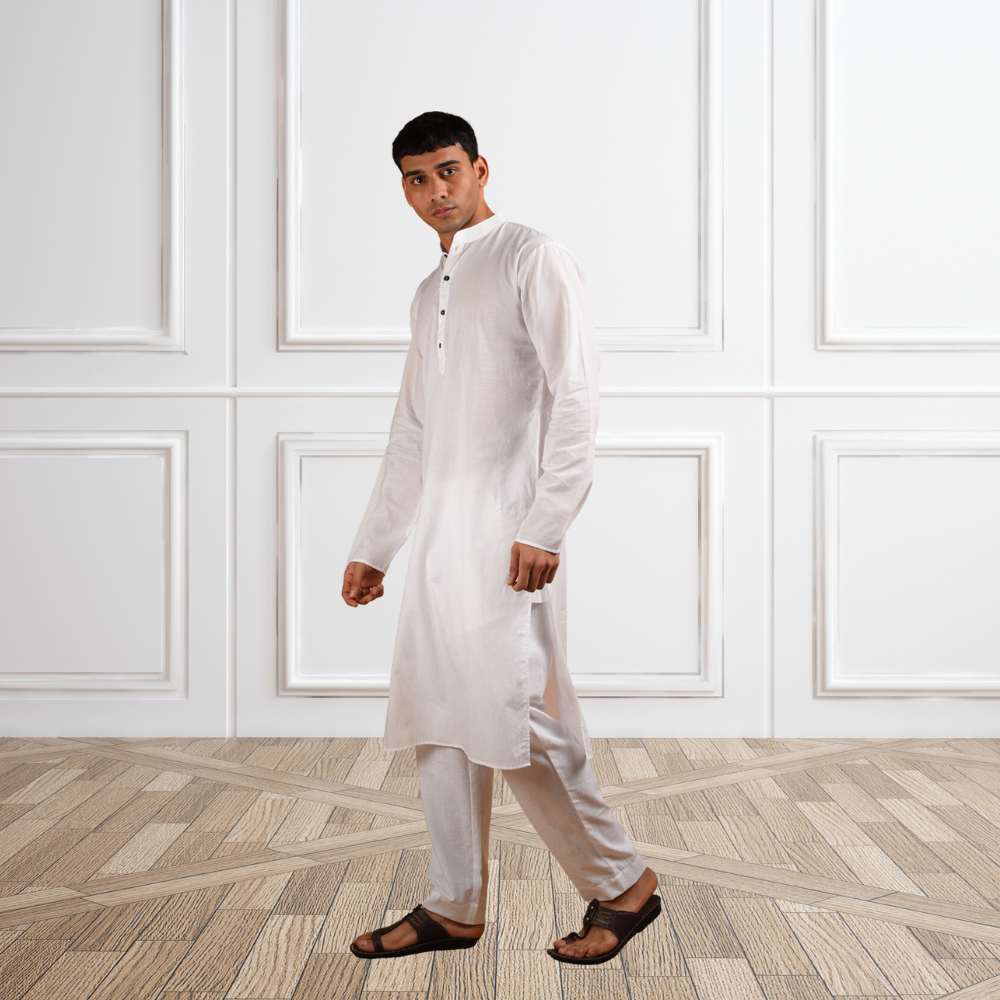 Ivory Long Kurta | Cotton | Ivory