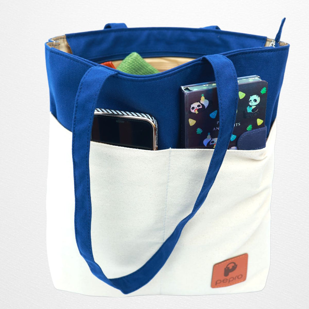 Dual Shade Shopper Tote Bag | Cotton Canvas | Hand-Crafted | Sustainable