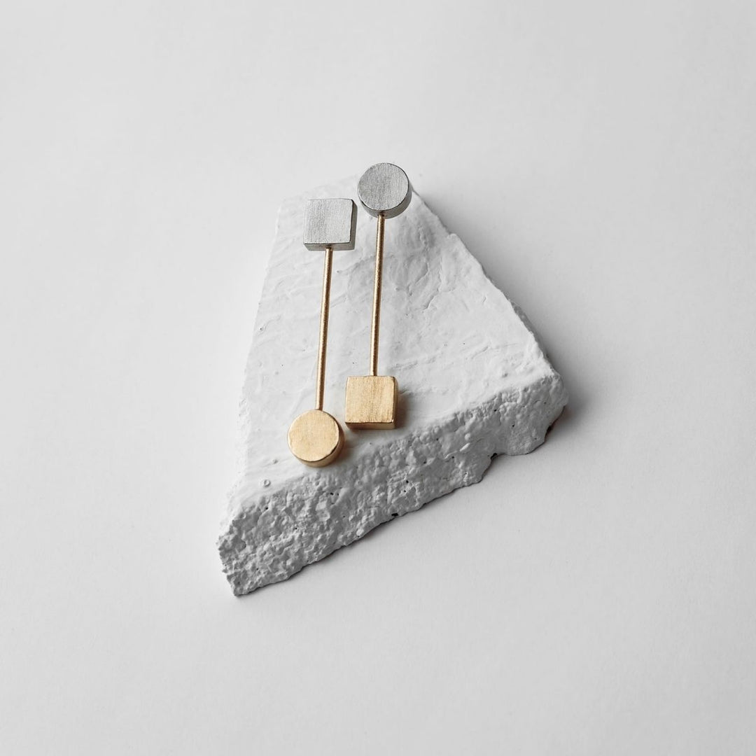 Vice-Versa | Dual Finish Brass Earrings | Sustainable | Aesthetic