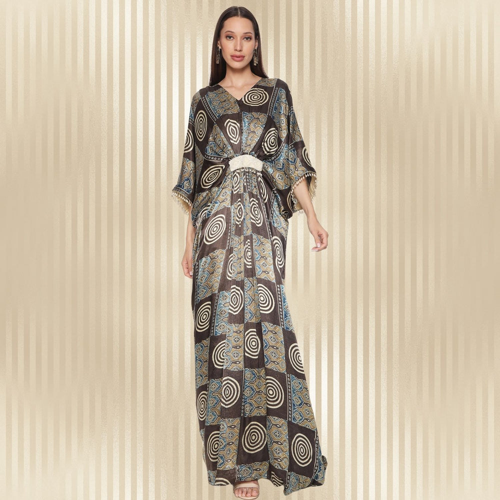 Tayesha Ajrakh Modal Kaftan | Hand-Block Print | Celestial Chic