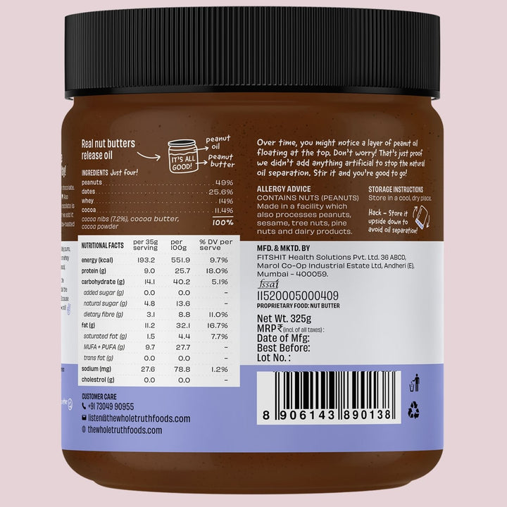 Dark Chocolate Peanut Butter | Crunchy | No Added Sugar | No Artificial Sweeteners | Vegan | Gluten Free | No Preservatives | 100% Natural