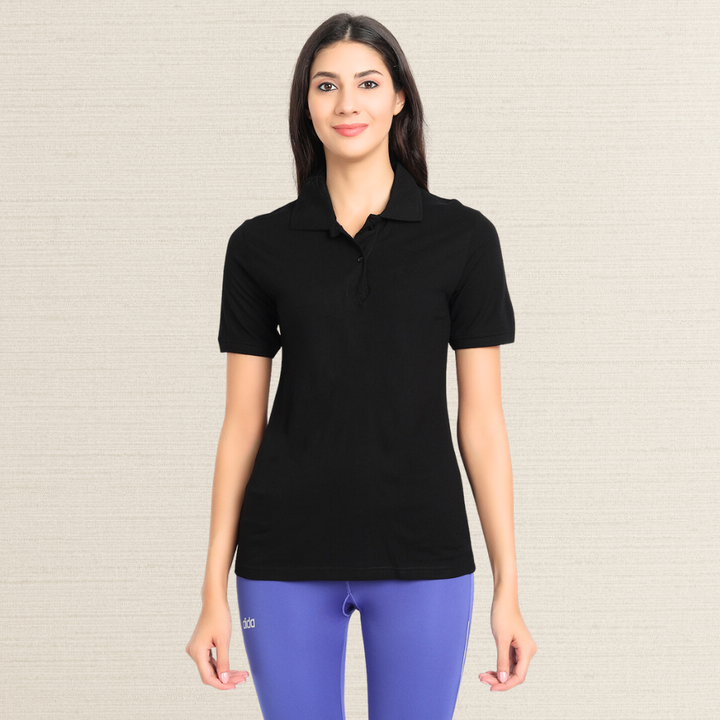 Polo Shirt | Collar T-Shirt | Bamboo | Soft | Casual | Women Active Wear | Black