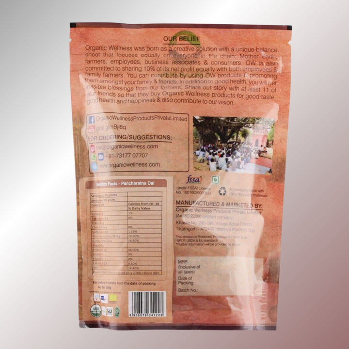 Organic Pancharatna Dal | High-Protein | 100% Organic & Unpolished | 450 GM